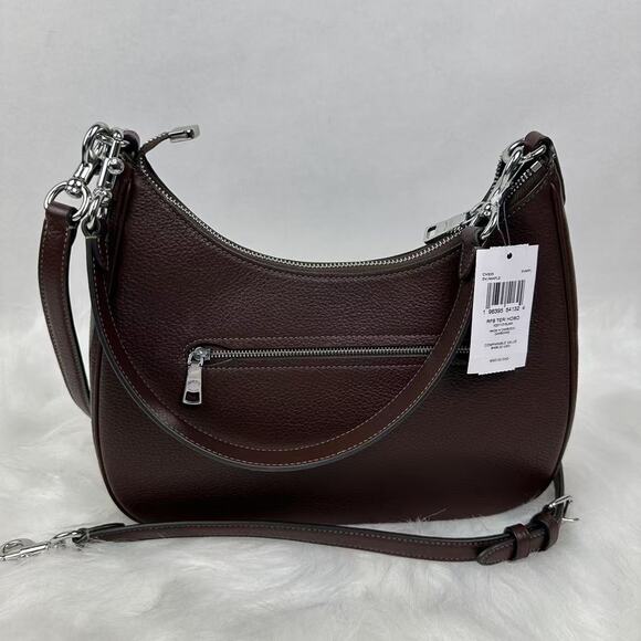 Coach Teri Hobo Bag Shoulder/Crossbody In Leather/Silver/Maple CV935 NWT - Picture 5 of 10